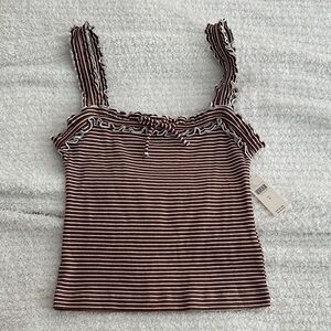 Maeve Brown and White Striped Tank Top